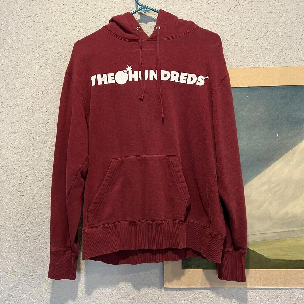 Vintage 00s The Hundreds Designer Bomb Logo Red Hoodie Size Medium‎